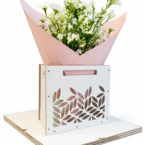 Torebka drewniana na kwiaty, box prezentowy personalizacja
