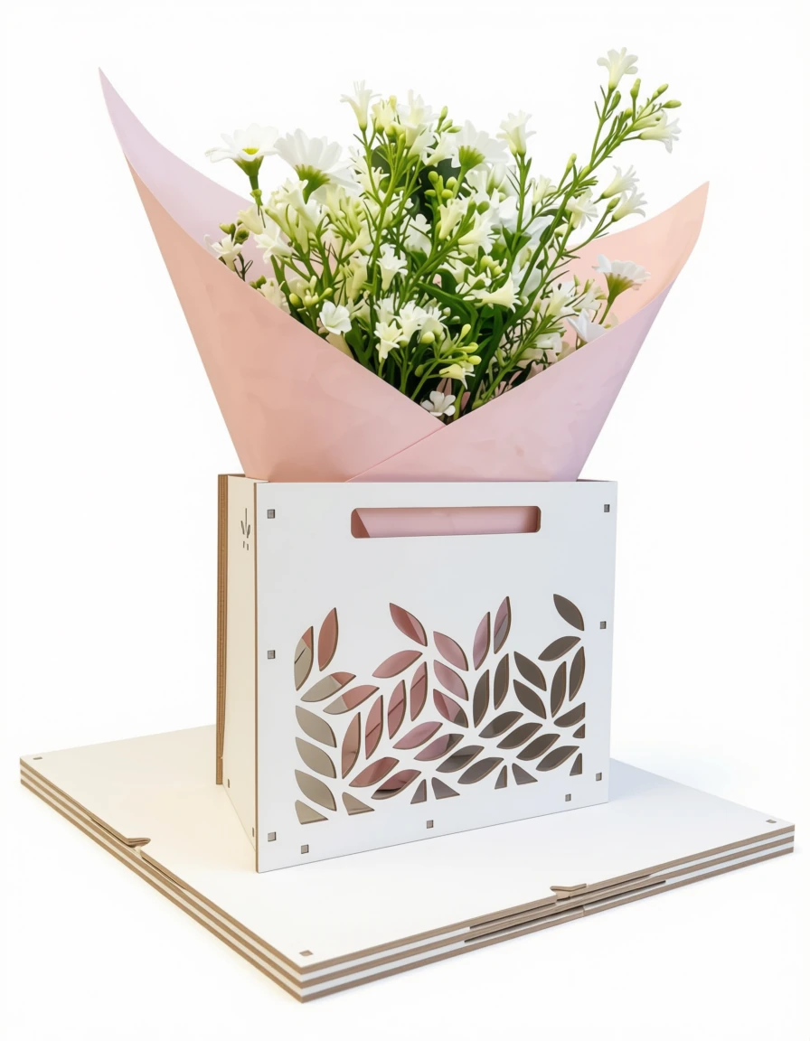Torebka drewniana na kwiaty, box prezentowy personalizacja